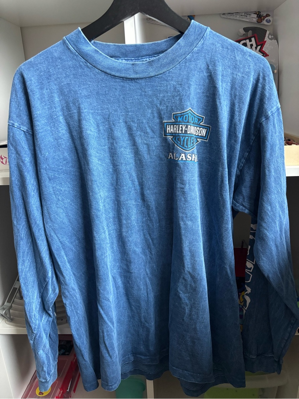 Harley-Davidson Blue Long Sleeve Tee with Alaska design